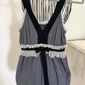 Tank sweater/camisole with contrast trim.